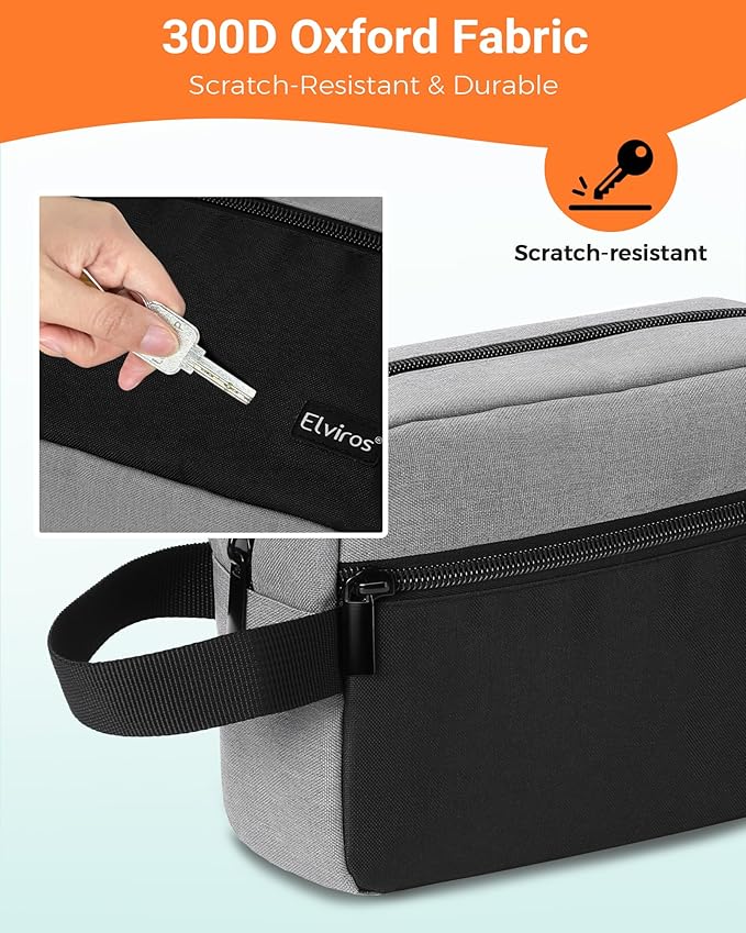 Elviros Travel Toiletry Bag for Men Hanging Toiletries Dopp Kit Small Bathroom Hygiene Tool and Medicine bag for Traveling Essential Shaving Pouch,Gifts for Men(Grey&Black)