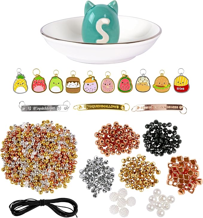 Fashion Angels Squishmallows Luxe Jewelry Design Kit, Includes Assortment of Beads, Charms & More, Makes 12+ Projects, Squishmallows Character Jewelry for Kids, Teen Girls & Boys