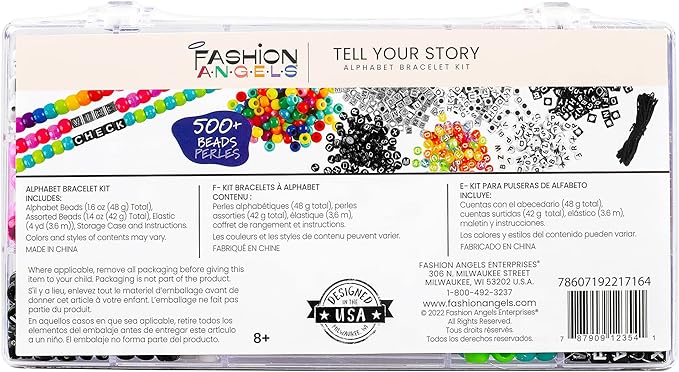 Fashion Angels Alphabet Bead Kit, 500+ Colorful Charms and Beads With Small Bead Organizer - Preppy Bracelet Making Kit for Teen Girls, Recommended for Ages 8 And Up