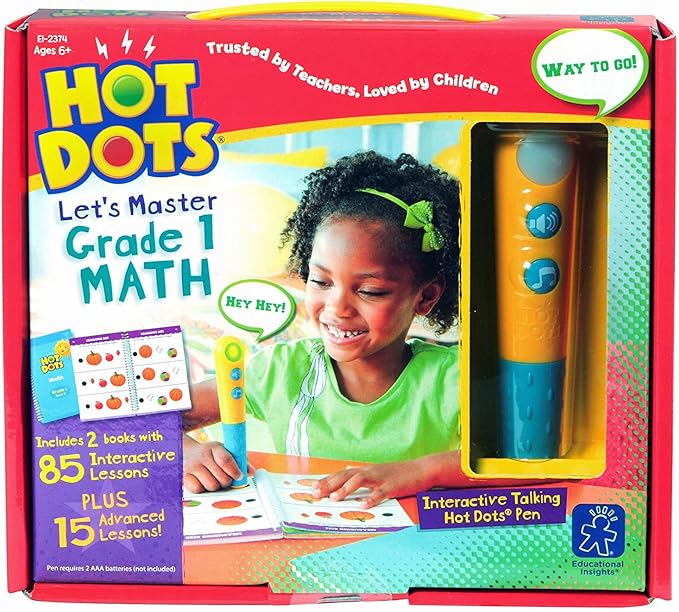 Educational Insights Hot Dots Let's Master 1st Grade Math Set, Math Workbooks, 2 Books with 100 Math Lessons & Interactive Pen, Ages 6+