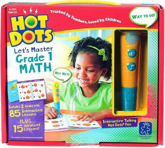 Educational Insights Hot Dots Let's Master 1st Grade Math Set, Math Workbooks, 2 Books with 100 Math Lessons & Interactive Pen, Ages 6+