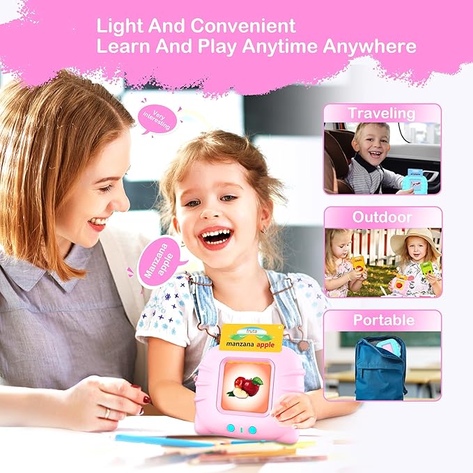 Spanish Flash Cards for Kids Toddlers 1-3, Bilingual Buddy Talking Flash Cards, Spanish Learning for Kids, Pocket Speech Therapy Toys, Montessori Language Learning Toys, 224 Sight Words