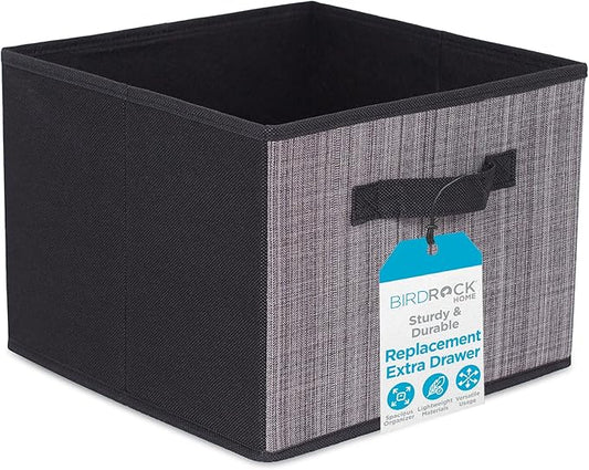 Internet's Best Replacement Extra Drawers for Hanging Closet Organizer - Canvas Storage Bins for Clothes, Sweaters, Shoes, Accessories - College Dorm Room Essentials, Small Space Organizer - Grey