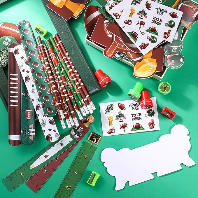 BenLouis 240Pcs Football Party Favors Sports Theme Party Pencils Stickers School Stationery Bulk for Kids Football Birthday Party Team Gift Goodie Bag Fillers Classroom games Rewards Supplies