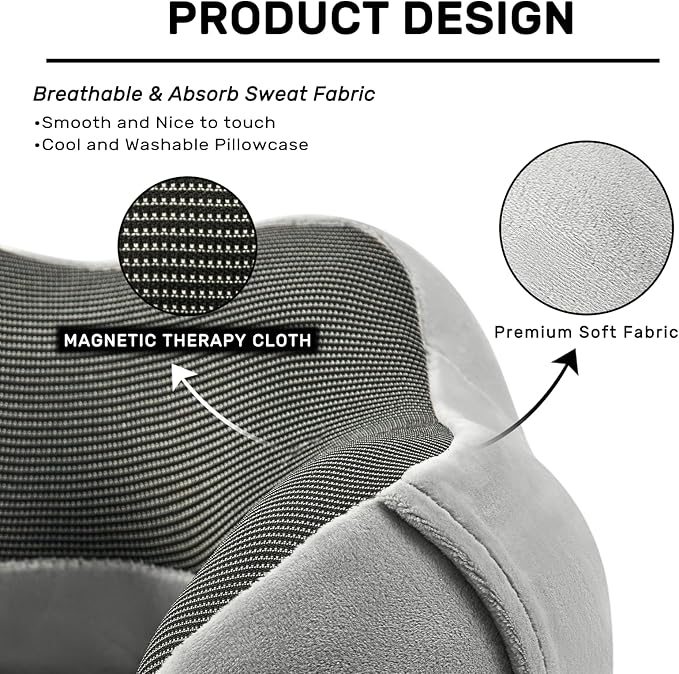 urnexttour Neck Pillow Airplane-2 Pack Memory Foam Travel Pillow, Soft Support Travel Neck Pillow for Travelling, Sleeping Rest, Car, Train and Home Use (Black&Grey)