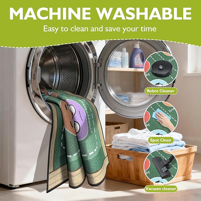 Classroom Rug Elementary 5x7ft for Playroom, Educational Smiley Face Kids Play Mat, Calming Corner Sensory Emotion Feelings Rug for Kids Room Nursery Bedroom, Non-Slip Washable(Green)