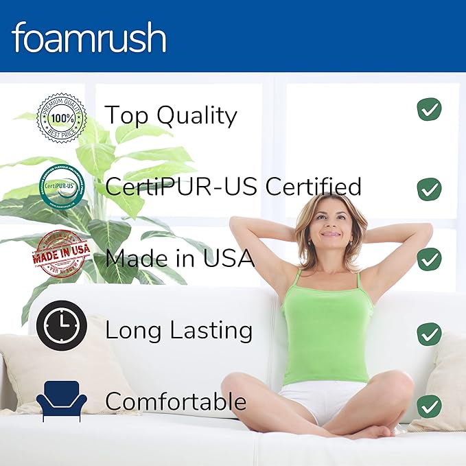 FoamRush 1" x 26" x 26" High Density Upholstery Foam Cushion, Square Foam for Dining Chairs, Chair & Wheelchair Seat Cushion Replacement