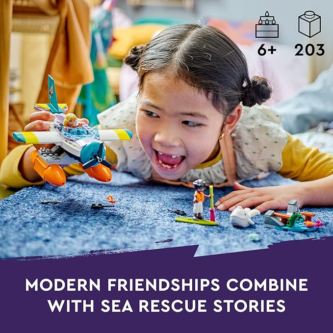 LEGO Friends Sea Rescue Plane 41752 Building Toy, Creative Fun for Girls and Boys Ages 6+, Includes 2 Mini-Dolls and a White Whale Plus Lots of Accessories, A Fun Gift for Kids Who Love Sea Life