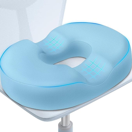 BlissTrends Donut Pillow Seat Cushion, Chair Cushions for Postpartum Pregnancy & Hemorrhoids, Tailbone Pain Relief Cushion, Memory Foam Lifting Cushions for Office&Home Chairs (Light Blue, XX-Large)
