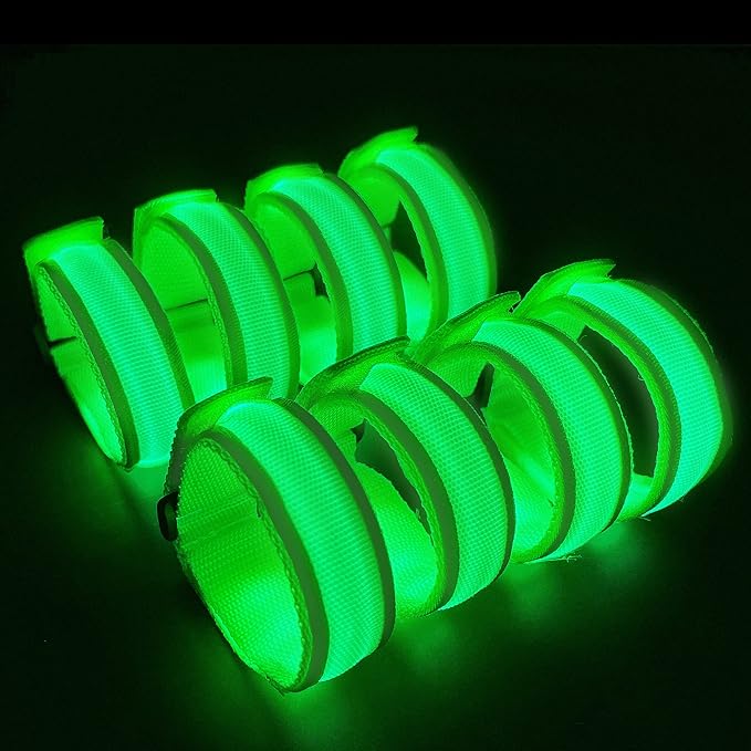 8 PCS LED Glow Bracelets, Light Up Wristbands - Halloween Glow in The Dark Party Bracelets Favors Supplies for Christmas, Concerts, Festivals, Game Prizes, Sports, Rave Accessories（Green）