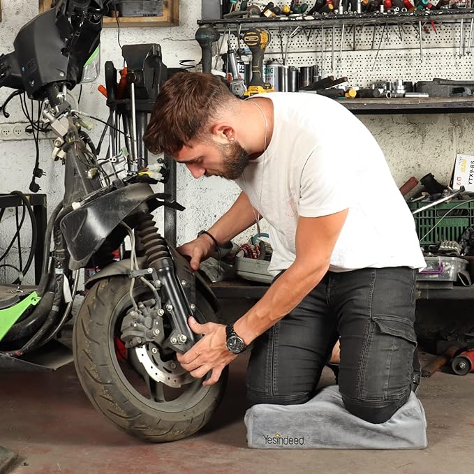 Kneeling Pad Comfort Memory Foam - Extra Thick Knee Cushion Floor Sitting for Work, Mechanics, Construction, Gardening, Yoga, Bath Kneeler for Baby Bath -Provide Support for Knees & Elevation (Gray)