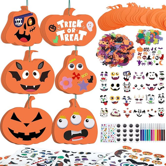 334 Pcs Fall Halloween Foam Pumpkin Crafts, 36 Set Halloween Crafts Foam Pumpkin Stickers DIY Fall Halloween Decorations Ornaments Classroom Party Favor Supplies Activities