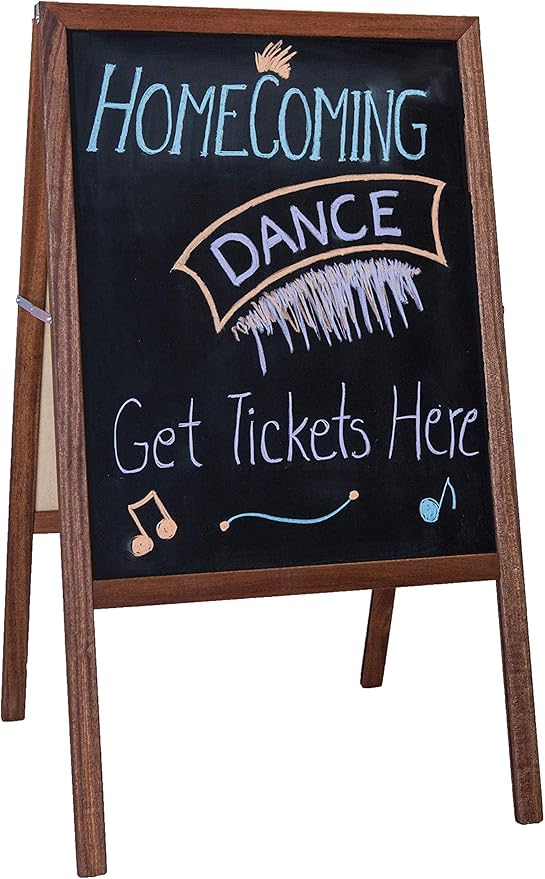 Flipside Products Marquee Easel, Stained Hardwood, White Dry Erase/Black Chalkboard, Menus, Announcements, Restaurants, Coffee Shops, Sale