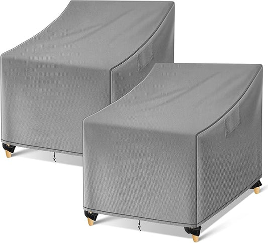 WLEAFJ Outdoor Chair Covers Waterproof, Gray Lawn Patio Furniture Covers, Heavy Duty Wicker Garden Sofa Chair Cover, 2 Pack - 29" W x 30" D x 36" H