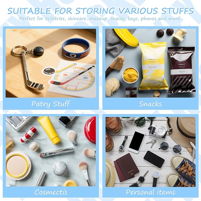 BuyCard 2 Pcs Hockey Gifts Makeup Bag with Chenille Letter Patch, Clear Cosmetic Pouch PVC Organizer Purse, Waterproof Travel Bag, Portable Toiletry Storage Bag for Her Girls Friends Women