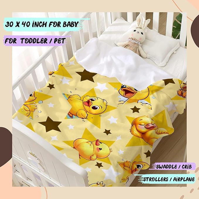 Aparajita Yellow Star Ducks Adult Duck Blanket Kids Funny Blanket Suitable for Bedroom Bed Sofa Crib Couch Chair Outdoor All Season Items That Yellow Duck Lovers Will Love 90”×120 ”for Family
