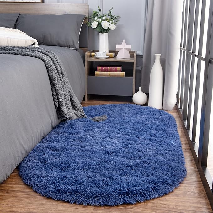 Noahas Ultra Soft Fluffy Bedroom Rugs Kids Room Carpet Modern Shaggy Area Rugs Home Decor 2.6' X 5.3', Light Navy