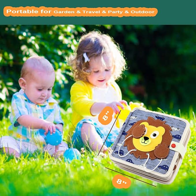 Hora de Lima Animal Busy Book for Toddlers Montessori Toys Quiet Activity Busy Board for Birthday Gift Travel Preschool Educational Sensory Learning Storytelling Games