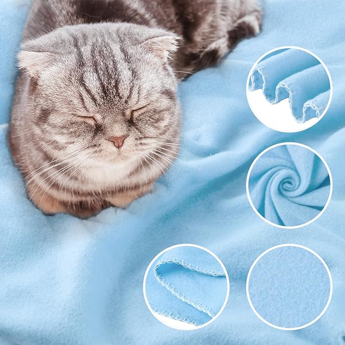 Buryeah 10 Pcs Fleece Blanket Bulk Soft Warm Fleece Blankets Cozy Lightweight Throw Blankets Plush Pet Throw Blanket for Home Bed Sofa Office Wedding Gifts Travel(50" X 60",Light Blue)