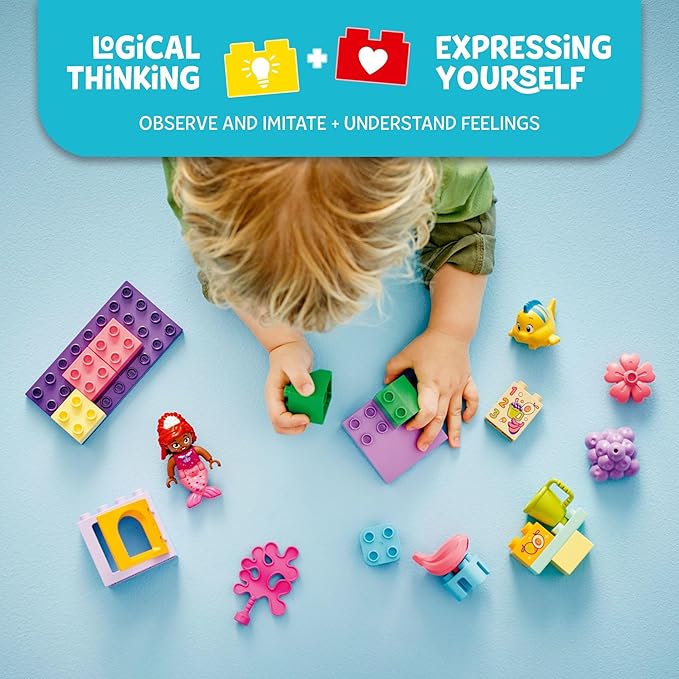 LEGO DUPLO Disney Ariel and Flounder’s Café Stand The Little Mermaid Toy, Educational Toy, Kids Play Food and Fruit, Kids Learning Toy, Building Set for Preschool Kids Ages 2 and Up, 10420