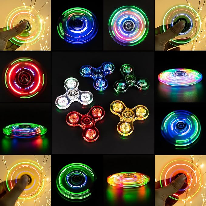 FIGROL 5 Pack Fidget Spinners｜LED Light Up Fidget Spinners for Children｜Party Favors｜Goodie Bag Stuffers Classroom Prizes