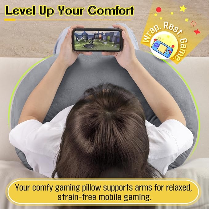 AS AWESLING Reading Pillow & Lap Pillow for Gaming, Back Cushion for Bed Sitting Up, Backrest Pillow for Sitting in Bed, Couch or Floor