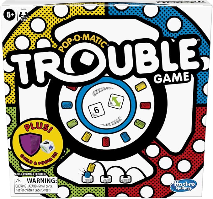 Hasbro Gaming Trouble Game with Bonus Shield & Power Die | Family Board Games | Easter Gifts for Kids | 2-4 Players | Ages 5+ (Amazon Exclusive)