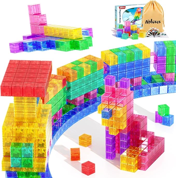 45PCS Magnetic Blocks - Transparent Magnetic Cubes, Toddler Boy Toys, Magnetic Building Blocks, Sensory Autism Toys for Kids Ages 3+, Preschool Magnet Toys for 3-5 Year Old Boys and Girls