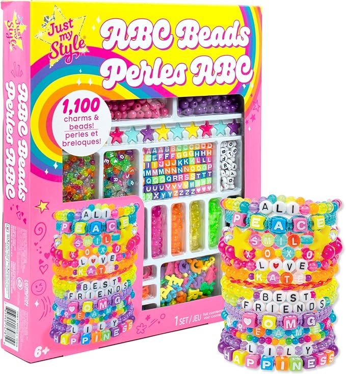 Just My Style Personalized Alphabet Beads, Includes 1000+ Charms & Beads, Makes Over 40 Pieces of Jewelry, Great Bead Kit, Fun Bracelet Making Kit