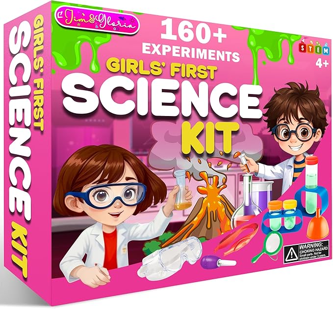 Jim&Gloria Girls Science Kits for Kids 5 7 8 12 Year Old Birthday Gift Ideas, Learning Educational Toy, Stem Toys Chemistry Experiments, DIY Volcano Project Set, Easter Gifts for Kids