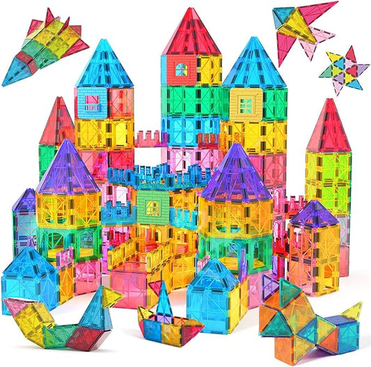 Jasonwell Magnetic Tiles Kids Magnetic Blocks Building Sets 3D Magnet Tile Building Blocks Toy Construction Educational STEM Toys Gifts for Toddlers Boys Girls 3 4 5 6 7 8 9 10 + Year Old
