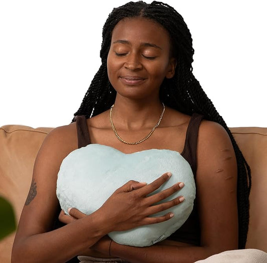 HUGIMALS Heart to Hug Pillow in Mist | 5 lb Cozy Weighted Pillow for Self Care Ultra Soft Sensory Heart Shaped Pillow for Comfort, Relaxation, Sleep - Thoughtful Gift for Adults and Teens
