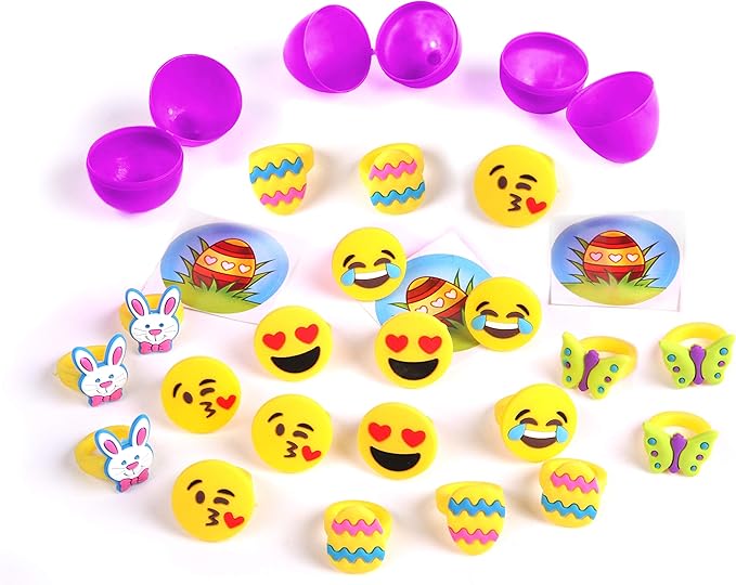 Giraffe 100 Pack Premium Prefilled Easter Eggs - Toy Filled Bulk Plastic Eggs for Kids with Slap Bracelets, Stickers, Light Up Rings - Perfect for Easter Egg Hunts - Bulk Prefilled Easter Eggs Toys!