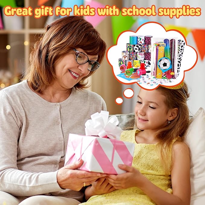 BenLouis 240Pcs Kids' Party Favors Sets Stampers Pencils Stickers School Stationery Bulk for Kids 4-8-12 Classroom Birthday Candy Goodie Bags Pinata Stuffers Rewards Gifts Supplies