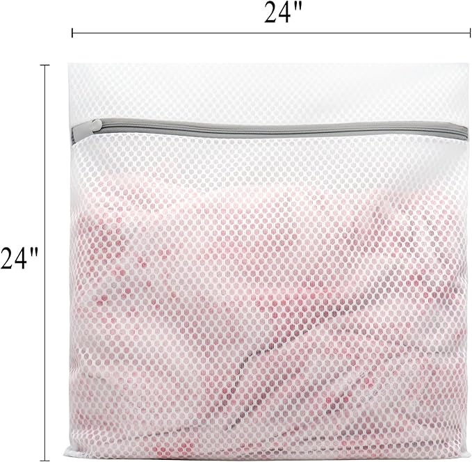 Muchfun 2Pcs Durable Honeycomb Mesh Laundry Bags for Delicates 24 x 24 Inches (2 XX-Large)