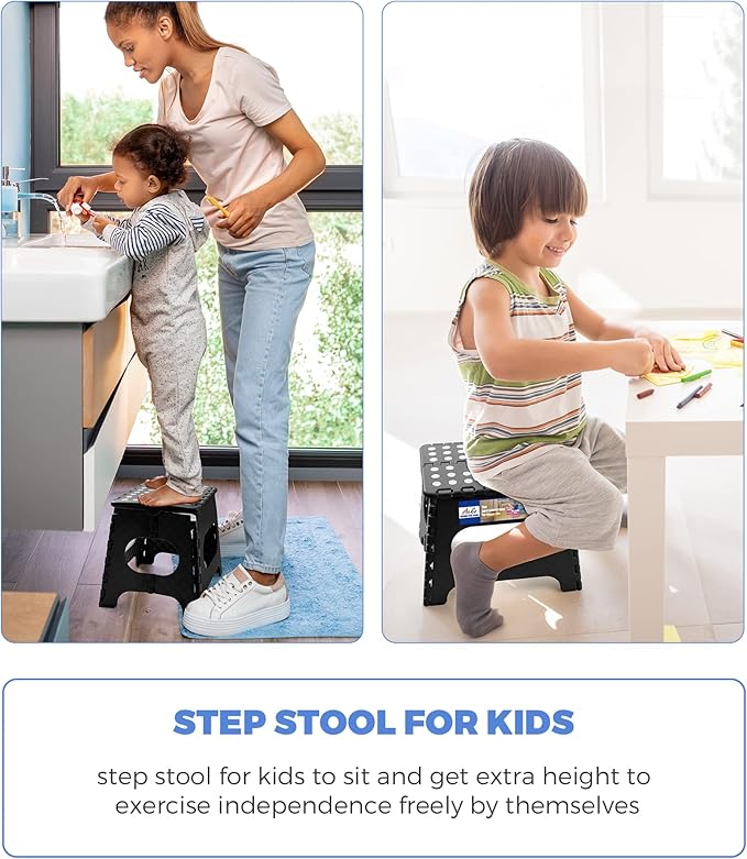 Acko 12pack Folding Step Stool Lightweight Plastic Step Stool - 11 inch Foldable Step Stool for Adults,Non Slip Folding Stools for Kitchen Bathroom Bedroom White