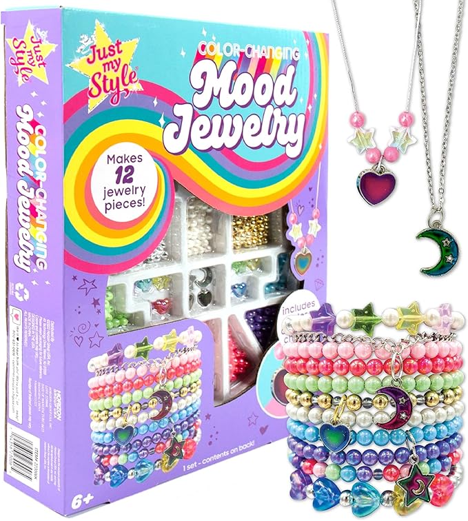 Just My Style Color-Changing Mood Jewelry Making Kit, Bracelet & Necklace Making Kit, Arts & Crafts Kit for Girls & Boys Ages 6-10