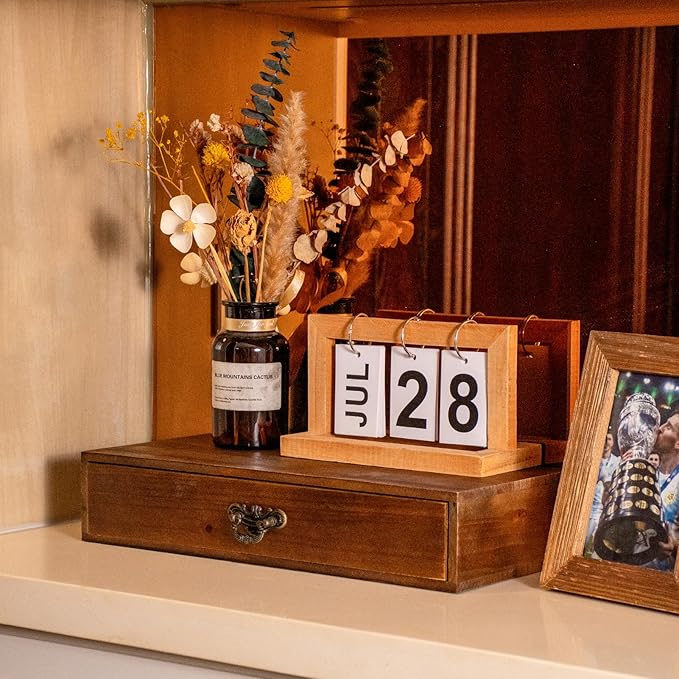 BONNY DODO Wooden Drawers Organizer Soild Desktop Drawer Storage Box Organizer With Drawers, Office Organization for Countertop Table To Store Mail, Phone, Suppliers, Glasses (Wood)