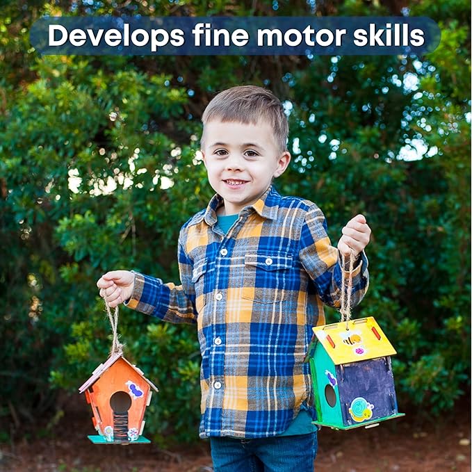 9 DIY Bird House Kits For Children to Build - Wood Birdhouse Kits For Kids to Paint - Unfinished Wood Bird Houses to Paint for Kids - Wood Craft Project Kits - Summer Crafts for Girls & Boys