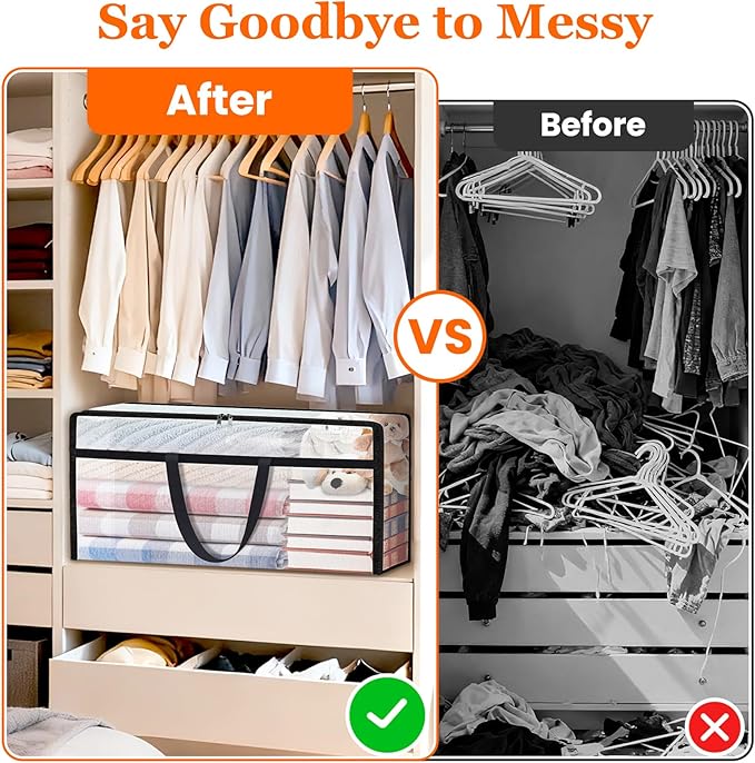 4 Pack Long Clear Storage Bags for Comforter, Clothes & Bedding, Plastic Blanket Storage with Zipper and Handle, Moving Bags, Closet Organizer and Under-Bed Storage (90L, 39.4"*7.1"*19.7")