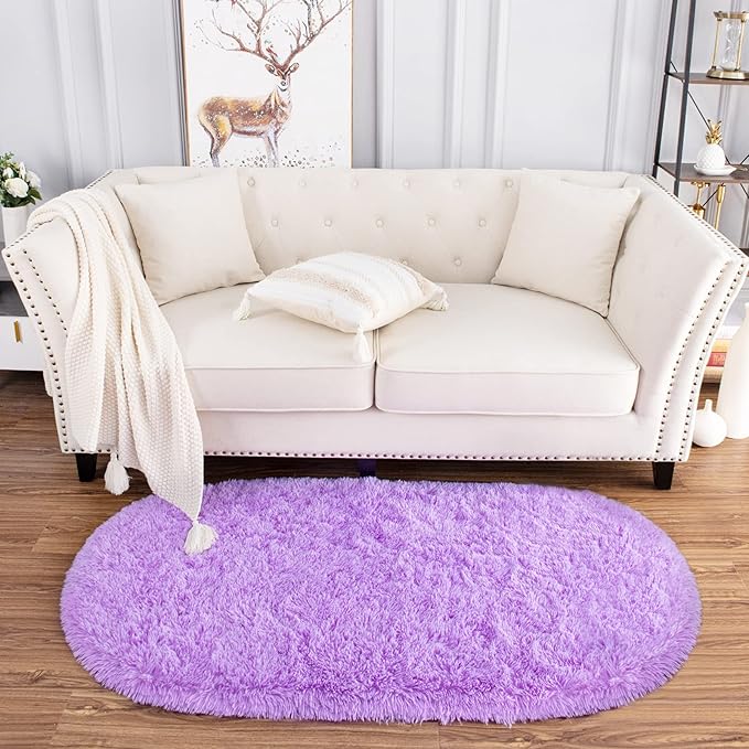 Noahas Ultra Soft Fluffy Bedroom Rugs Kids Room Carpet Modern Shaggy Area Rugs Home Decor 2.6' X 5.3', Purple