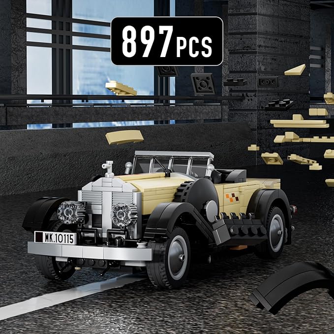 Mould King Classic Car Building Sets, 10115 Retro Car Model Build and Display, Collectible Vintage Antique Vehicle Toys, Car Kits for Adults and Boys Girls Kids Aged 14+(1380 Pieces)