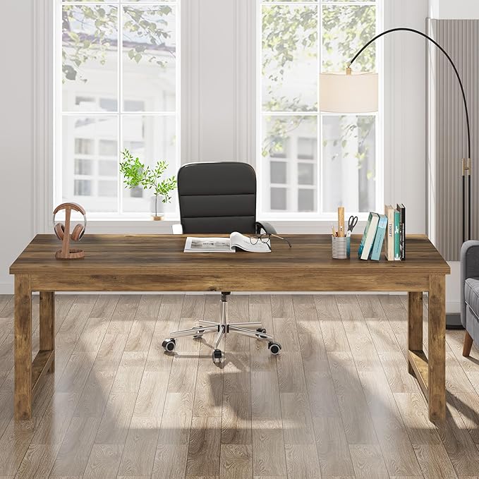 Tribesigns Modern Computer Desk, 63 x 31.5 inch Large Office Desk Computer Table Study Writing Table Workstation for Home Office, Brown Wood