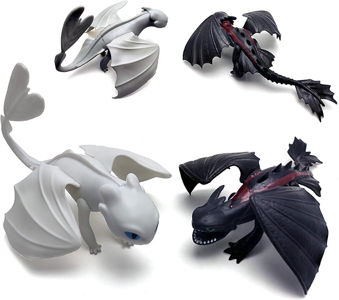 Toysvill Vikings & Dragon Toys Action Figures (Light Fury, Night Fury, Deathgripper, Monstrous Nightmare, Deadly Nadder, Hiccup, Astrid Hofferson, Snotlout Jorgenson) SET 8 PCS