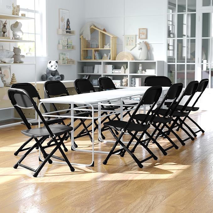 Flash Furniture 2 Pack Kids Black Plastic Folding Chair