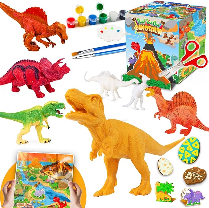 FUNZBO Dinosaur Toys for Kids 3-5, Painting Kits for Kids Ages 4-8 with Art Supplies, Arts and Crafts for Kids, Painting Set Toys for 6 7 8 9 10 11 12 Years Old Toddlers Boys Christmas Birthday Gifts