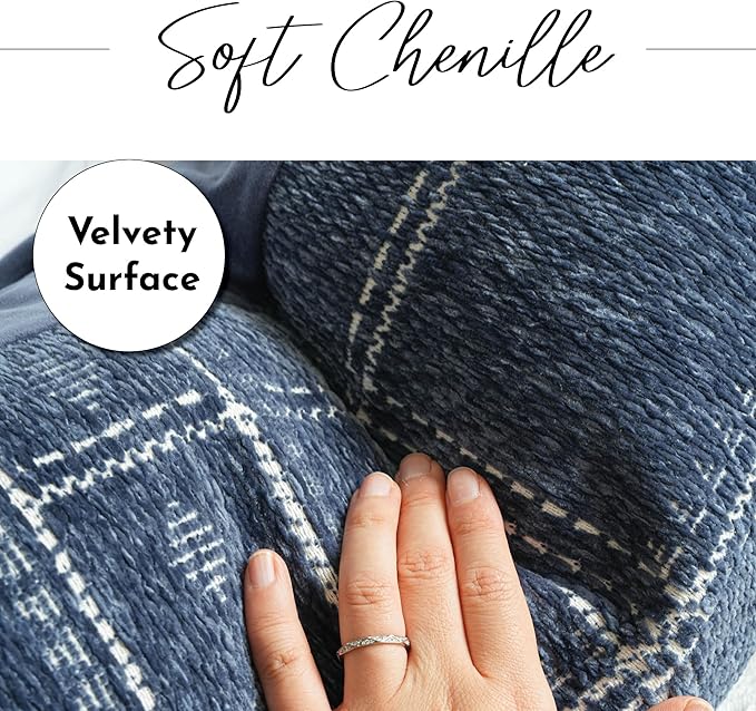 BlissBlush Dark Blue Boho Lumbar Throw Pillow Cover 14X36, Decorative Long Accent Body Pillow for Bed, Farmhouse Woven Textured Pillowcase for Couch (Cover ONLY)