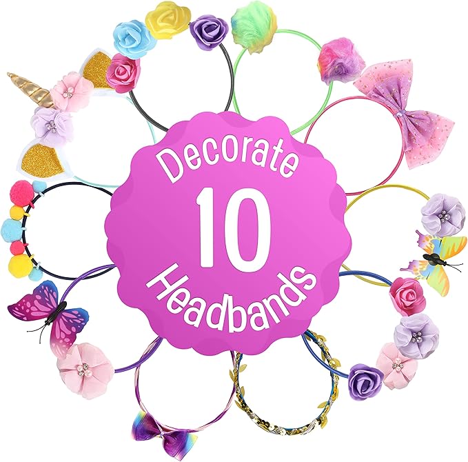 B Me Headband Making Kit for Girls - DIY 16 Unique Girls Hair Accessories with 60+ Craft Supplies - Arts & Crafts Gifts for Girls Ages 5-12