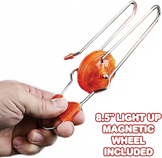 Retro Gyro Wheel Toy with Rail Twirler by ArtCreativity – 8'' Gyro Toy and 8.5'' Magic Rail Twirler – Fun Spinning and Flashing Light Sensory Toy – Great Gift for Boys and Girls