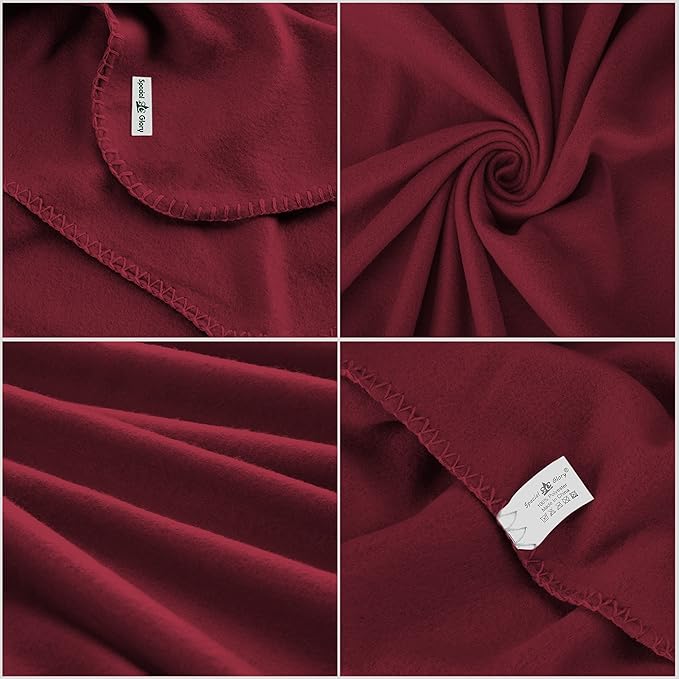 Special SG Glory Fleece Throw Blanket Set Bulk for Travel Kids Outdoor Wedding Pet (Burgundy, Pack of 6 50x60 Inches)